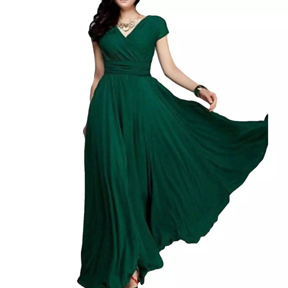 2021 Summer Beach Maxi Dress Women Floral Print Long Chiffon Dress Ruffles Casual V-Neck Split Sexy Party Dress Robe Femme